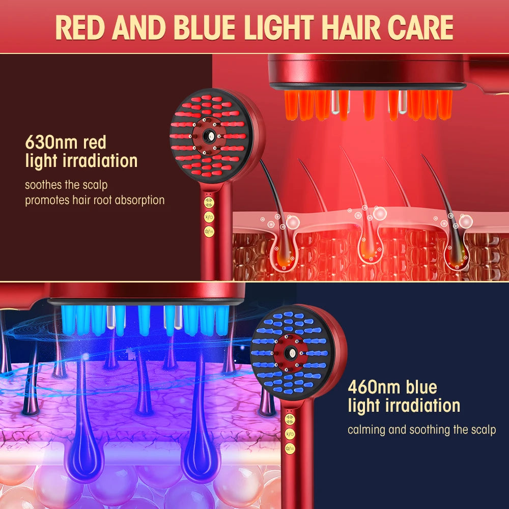 Electric Hair Regrowth Brush with Infrared Light Acupoint Scalp Massage Anti Hair Loss Liquid Oil Applicator Hair Care