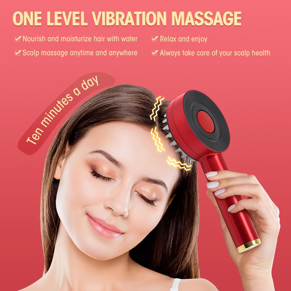 Electric Hair Regrowth Brush with Infrared Light Acupoint Scalp Massage Anti Hair Loss Liquid Oil Applicator Hair Care