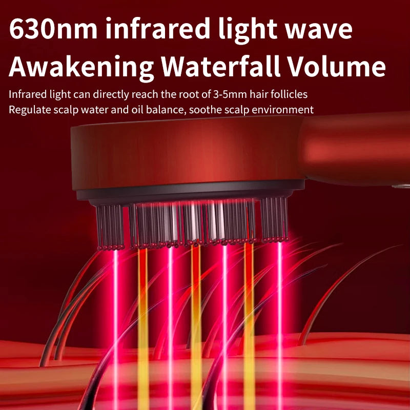 Electric Hair Regrowth Brush with Infrared Light Acupoint Scalp Massage Anti Hair Loss Liquid Oil Applicator Hair Care