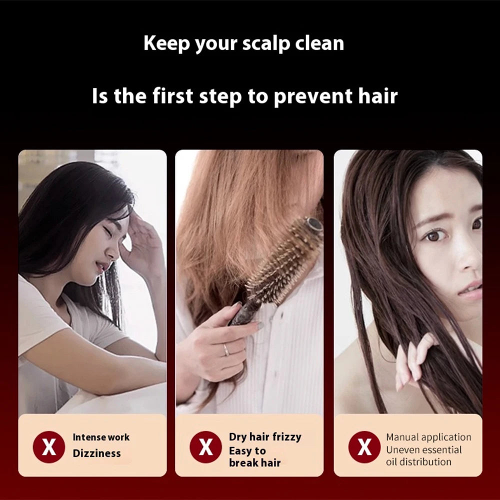 Electric Hair Regrowth Brush with Infrared Light Acupoint Scalp Massage Anti Hair Loss Liquid Oil Applicator Hair Care