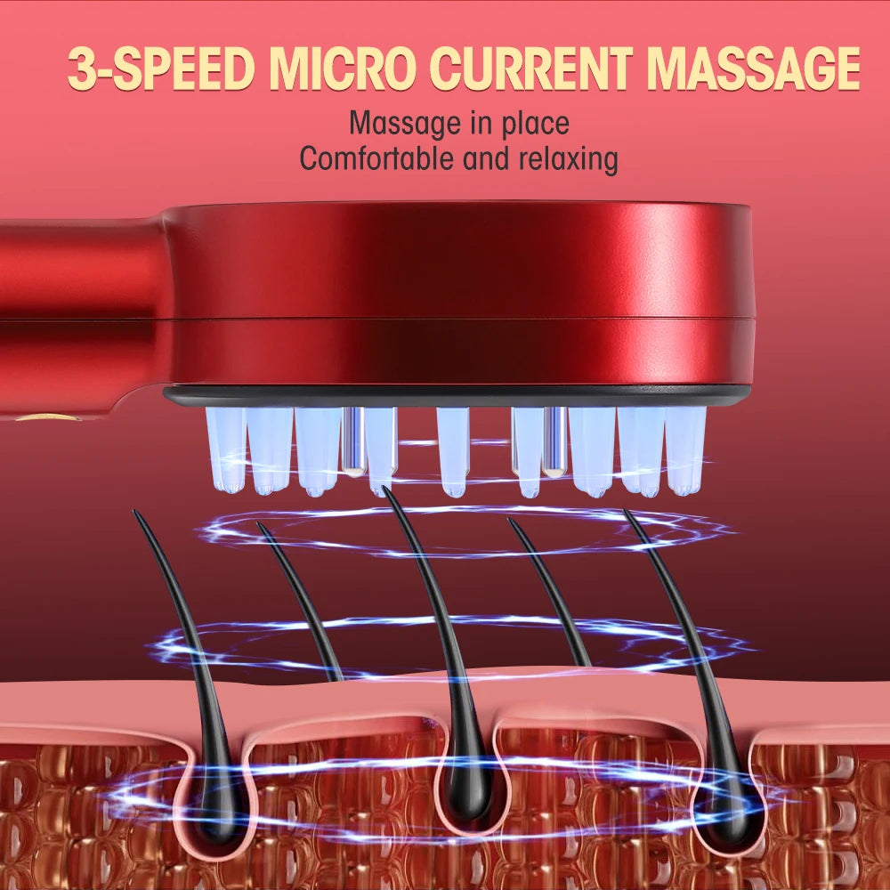 Electric Hair Regrowth Brush with Infrared Light Acupoint Scalp Massage Anti Hair Loss Liquid Oil Applicator Hair Care