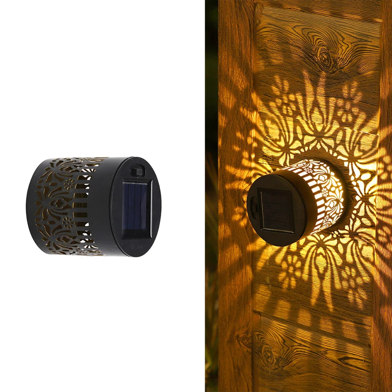 Outdoor LED Solar Fence and Wall Light Metal Mandala Decorative Lamp for Garden Lawn Corridor Porch Waterproof Night Light