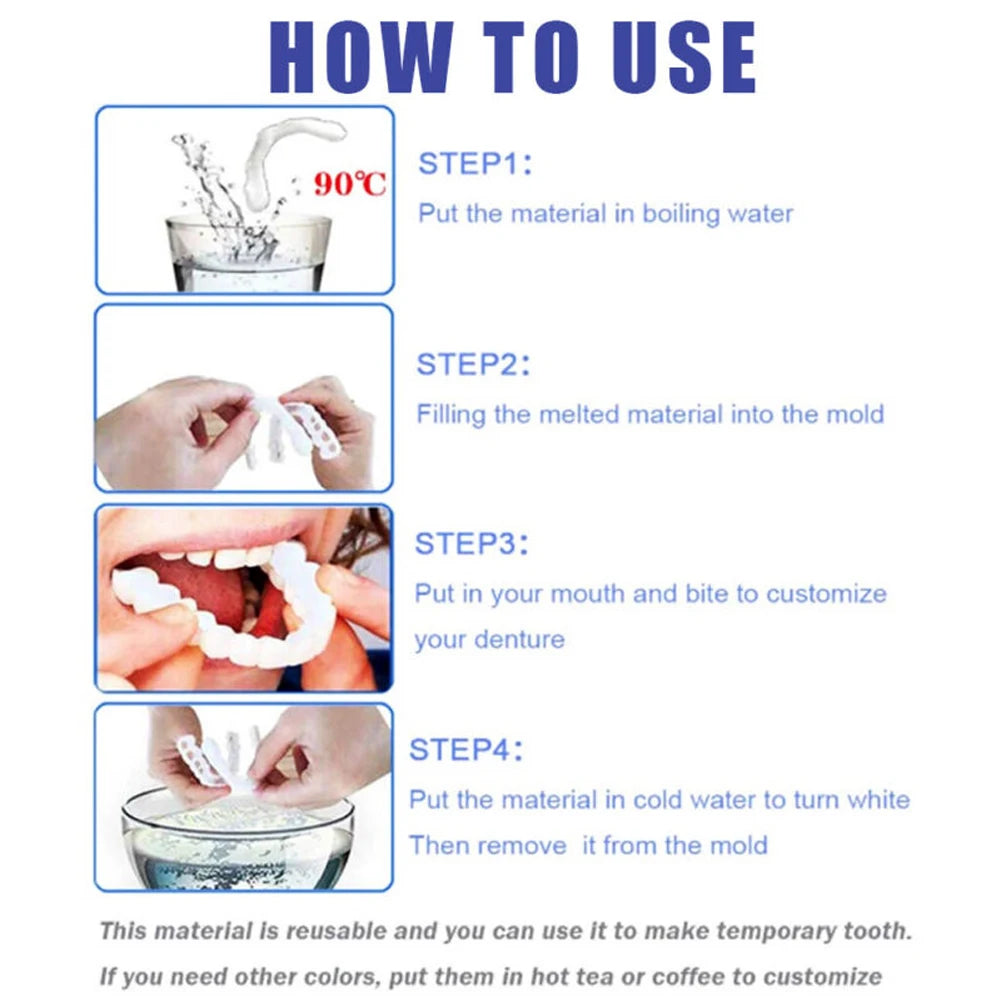 4-6 Pairs Upper&Lower Jaw Denture Dentures Teeth Denture Care Comfort Protect Your Teeth Perfect False Teeth for Men and Women