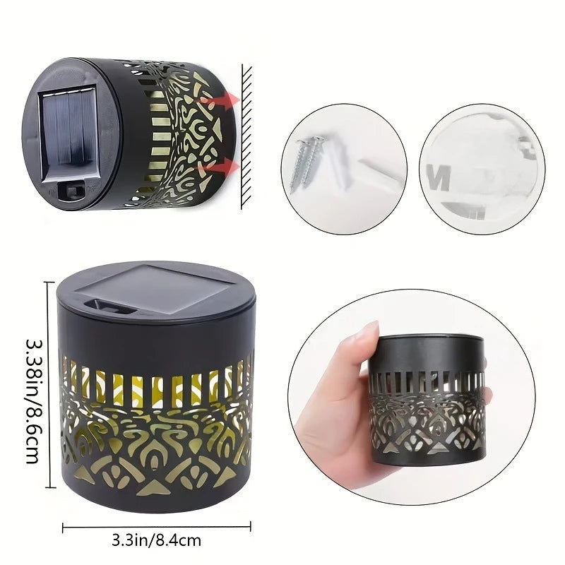 Outdoor LED Solar Fence and Wall Light Metal Mandala Decorative Lamp for Garden Lawn Corridor Porch Waterproof Night Light