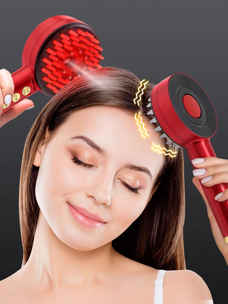 Electric Hair Regrowth Brush with Infrared Light Acupoint Scalp Massage Anti Hair Loss Liquid Oil Applicator Hair Care