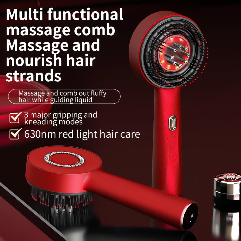 Electric Hair Regrowth Brush with Infrared Light Acupoint Scalp Massage Anti Hair Loss Liquid Oil Applicator Hair Care