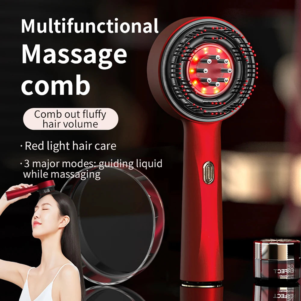 Electric Hair Regrowth Brush with Infrared Light Acupoint Scalp Massage Anti Hair Loss Liquid Oil Applicator Hair Care