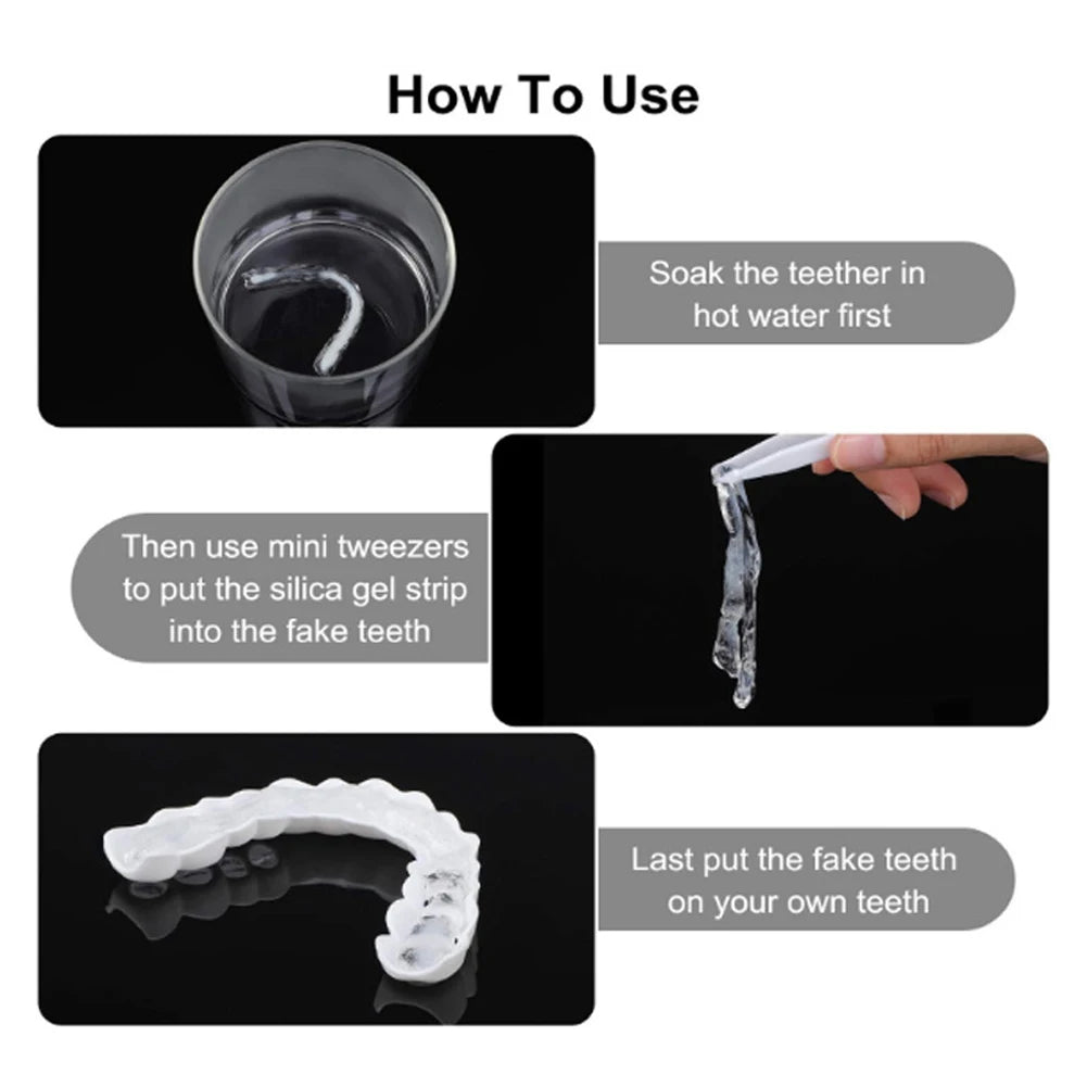 4-6 Pairs Upper&Lower Jaw Denture Dentures Teeth Denture Care Comfort Protect Your Teeth Perfect False Teeth for Men and Women