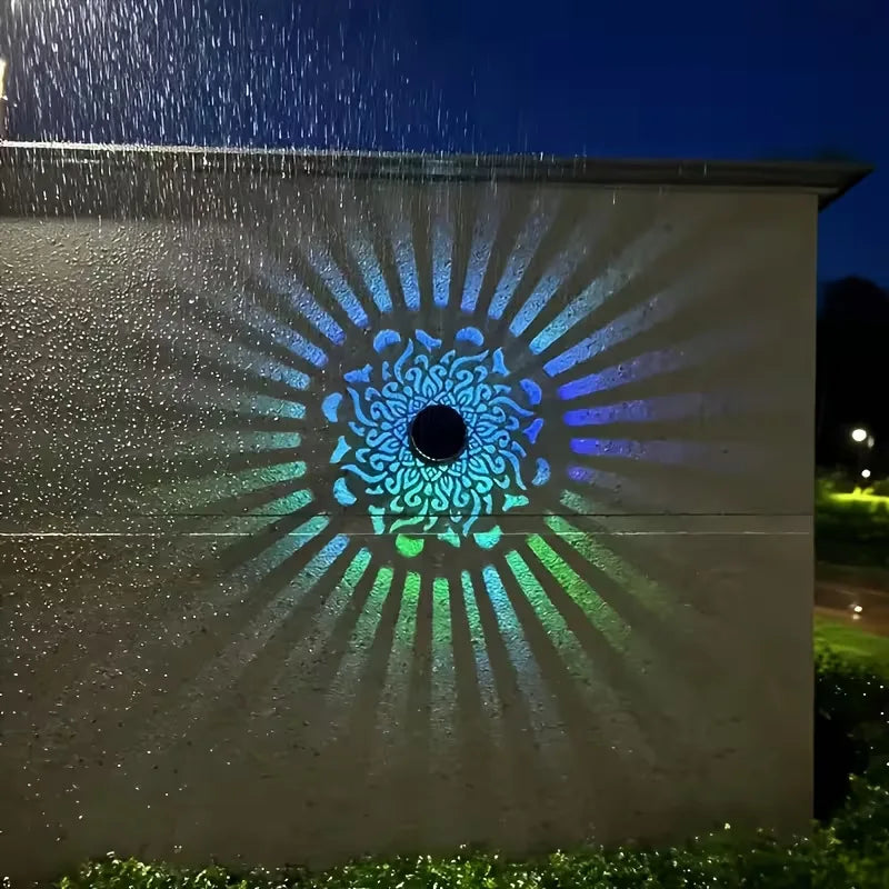 Outdoor LED Solar Fence and Wall Light Metal Mandala Decorative Lamp for Garden Lawn Corridor Porch Waterproof Night Light
