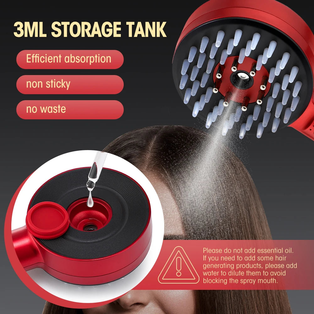 Electric Hair Regrowth Brush with Infrared Light Acupoint Scalp Massage Anti Hair Loss Liquid Oil Applicator Hair Care