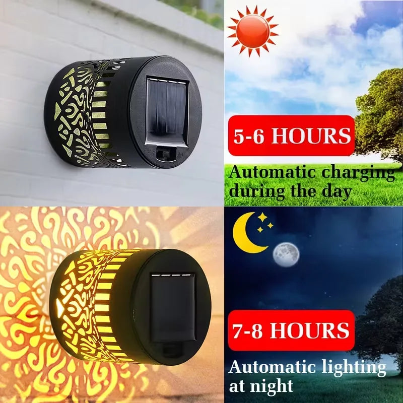 Outdoor LED Solar Fence and Wall Light Metal Mandala Decorative Lamp for Garden Lawn Corridor Porch Waterproof Night Light
