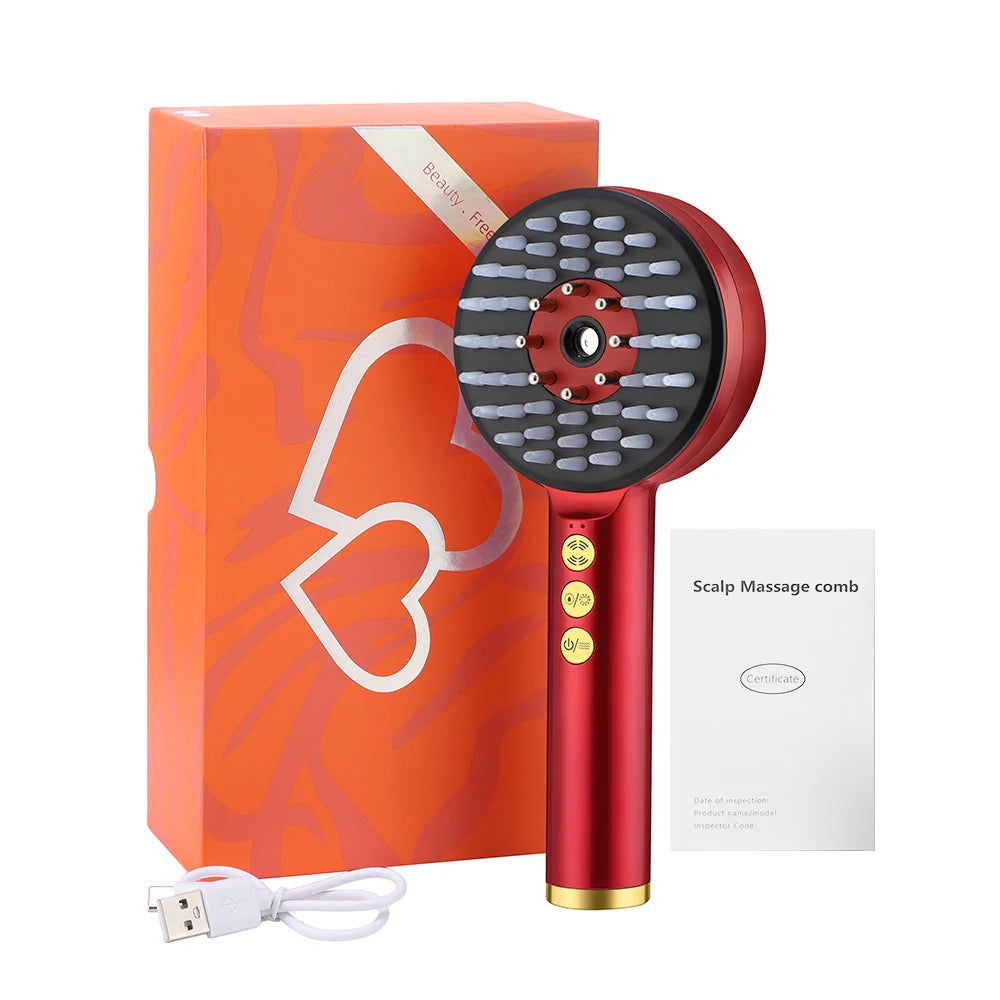 Electric Hair Regrowth Brush with Infrared Light Acupoint Scalp Massage Anti Hair Loss Liquid Oil Applicator Hair Care
