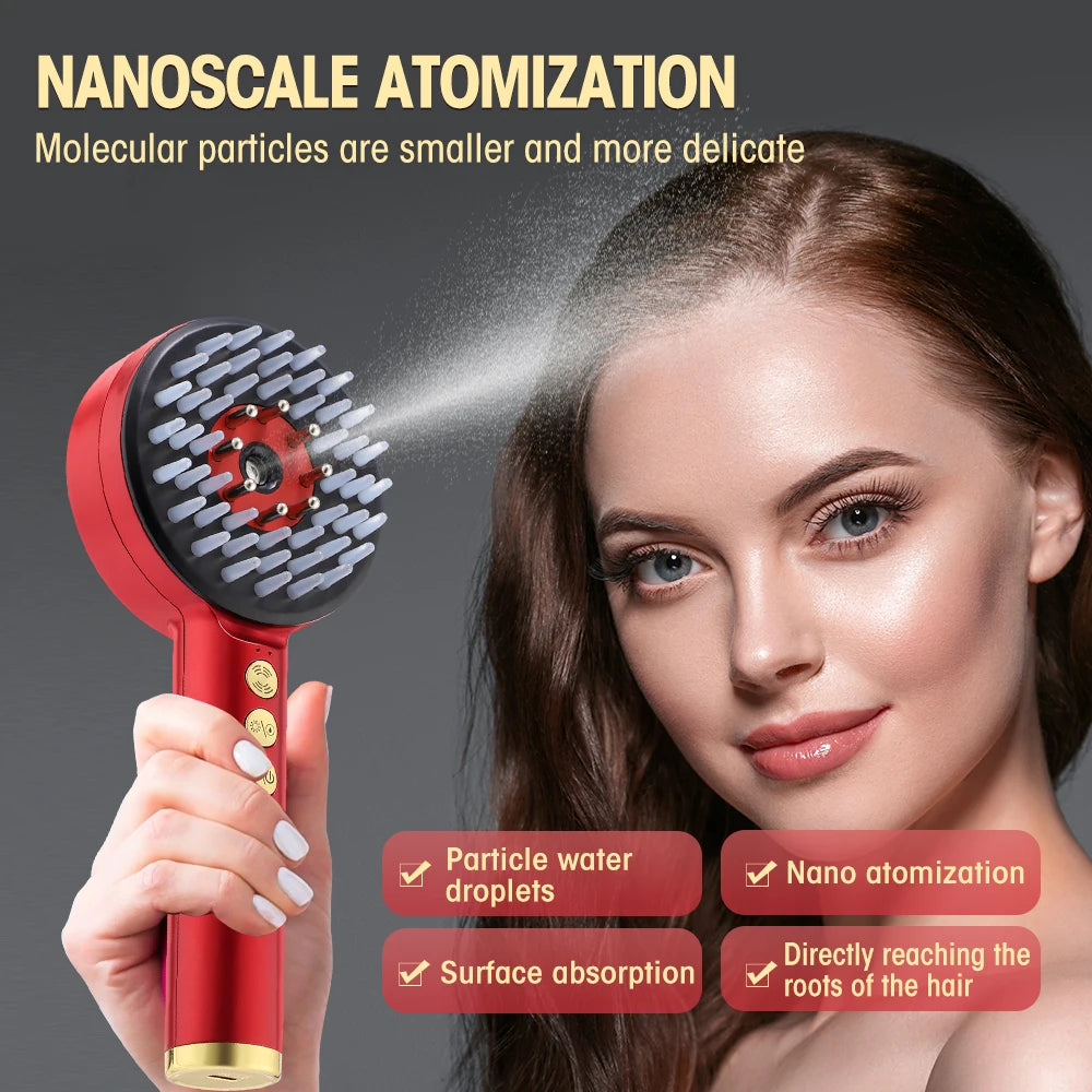 Electric Hair Regrowth Brush with Infrared Light Acupoint Scalp Massage Anti Hair Loss Liquid Oil Applicator Hair Care