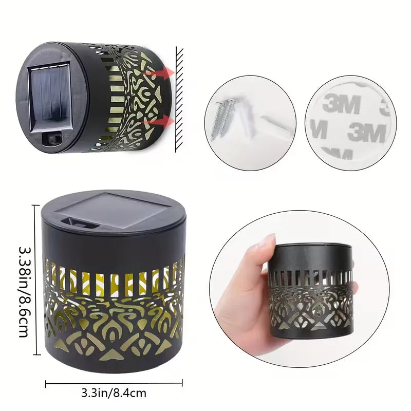 Outdoor LED Solar Fence and Wall Light Metal Mandala Decorative Lamp for Garden Lawn Corridor Porch Waterproof Night Light
