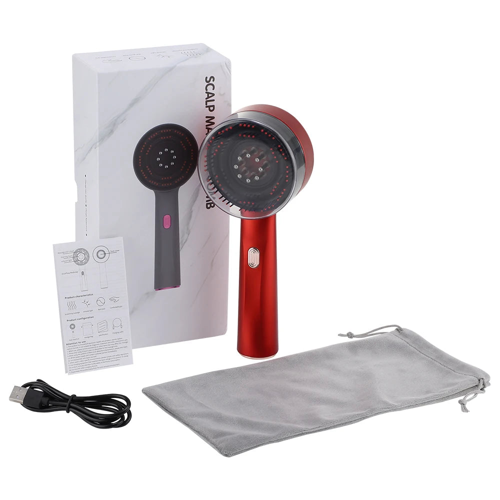 Electric Hair Regrowth Brush with Infrared Light Acupoint Scalp Massage Anti Hair Loss Liquid Oil Applicator Hair Care