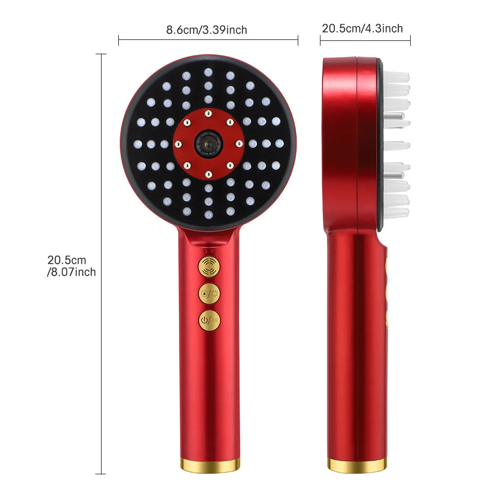 Electric Hair Regrowth Brush with Infrared Light Acupoint Scalp Massage Anti Hair Loss Liquid Oil Applicator Hair Care